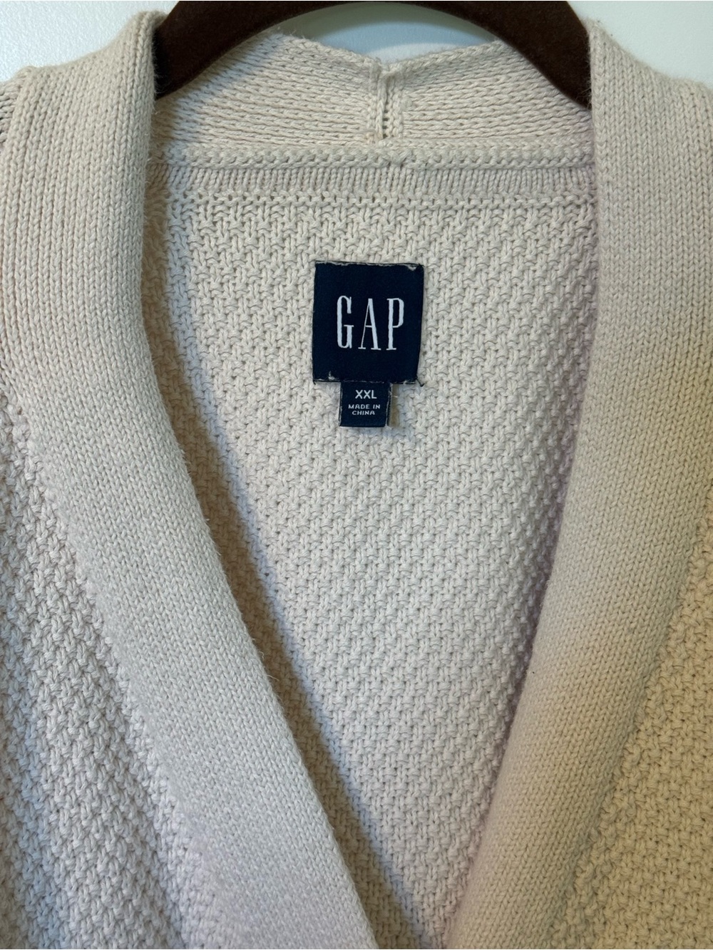 GAP Women’s XXL 100% Cotton Textured Knit Cardigan Cream Oversized - Picture 2 of 6